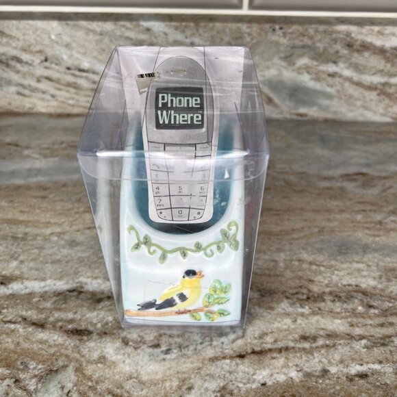 Vintage 2003 Phone Where Cell Phone Holder Ceramic Hand Painted - Picture 2 of 11